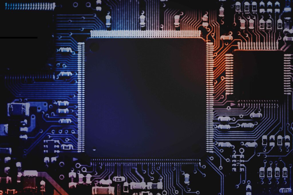 electronic components on a board