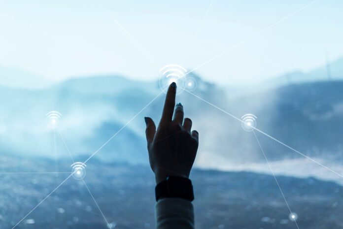 adigital-communication-technology-background-with-hand-touching-virtual-screen-digital-