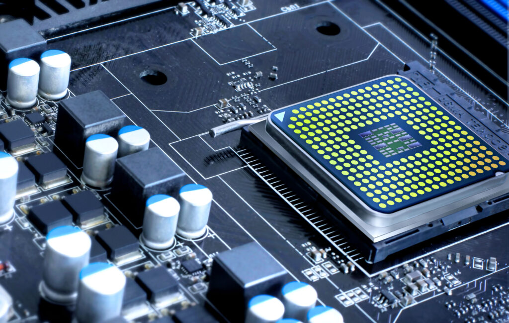 a microprocessor on pcb board
