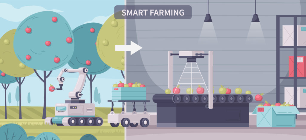 Smart farming cartoon