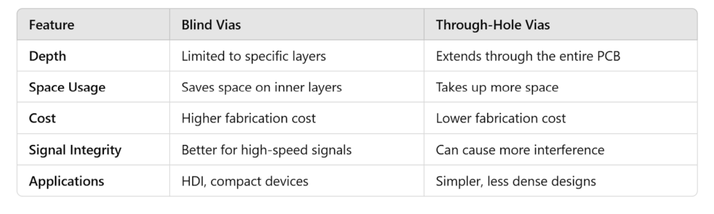 Blind Vias vs. Through-Hole Vias